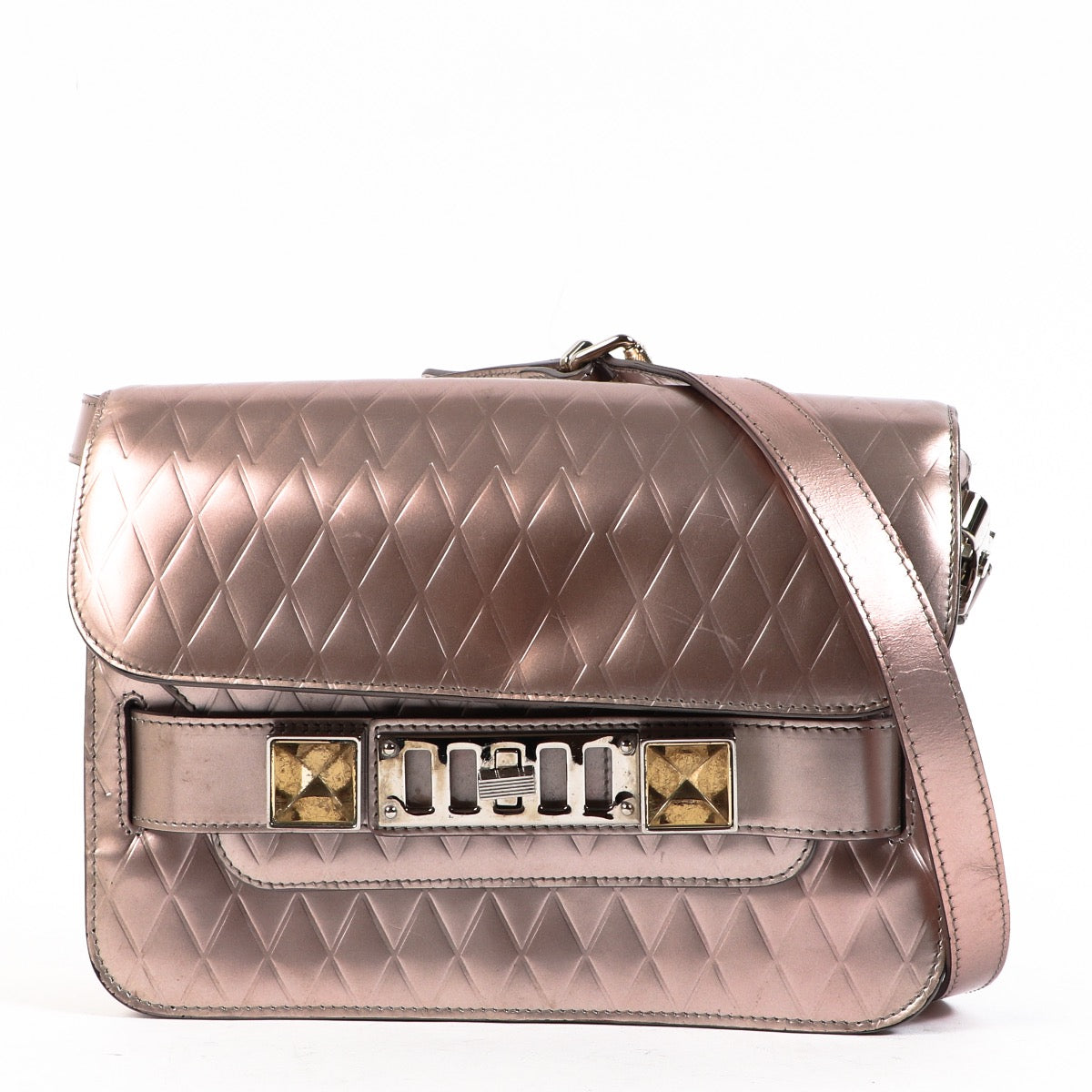 Shop safe online at Labellov in Antwerp this 100% authentic second hand Proenza Schouler Metallic PS11 Mini Classic Crossbody Bag