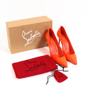 Buy authentic second-hand Christian Louboutin Orange Patent Leather Sunrise Sporty Kate 85 Pumps in Size 39 1/2 in very good condition at Labellov in Antwerp.