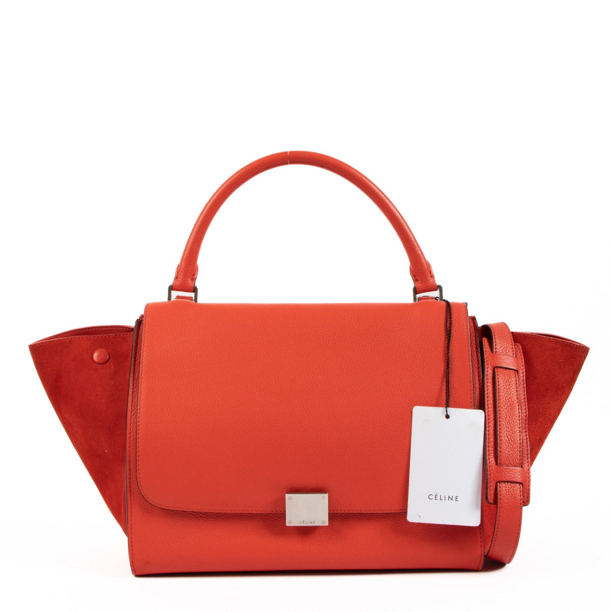Celine Rood Kalfsleer & Suède Medium Trapeze Tas