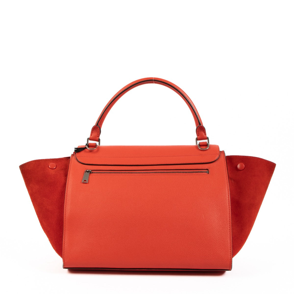 Celine Rood Kalfsleer & Suède Medium Trapeze Tas