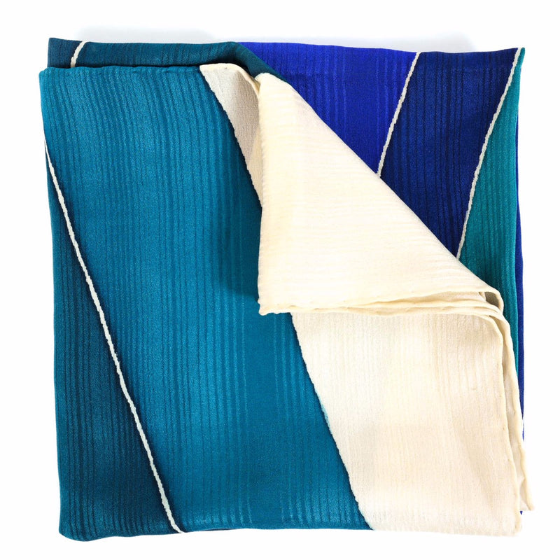 Buy an authentic second hand Delvaux Blue Striped Silk Scarf in very good condition at Labellov.com