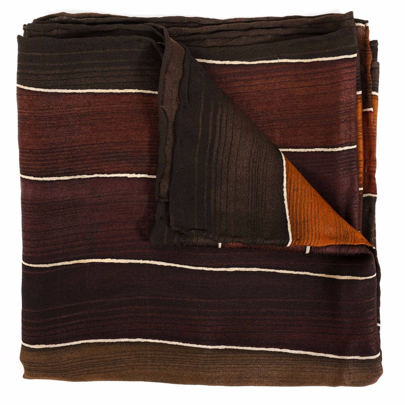 Buy an authentic second hand Delvaux Brown Striped Silk Scarf in good condition at Labellov.com