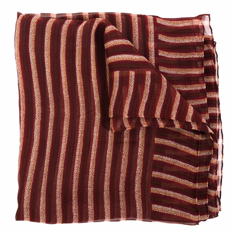 Buy an authentic second hand Delvaux Burgundy Striped Chiffon Silk Scarf in good condition at Labellov.com