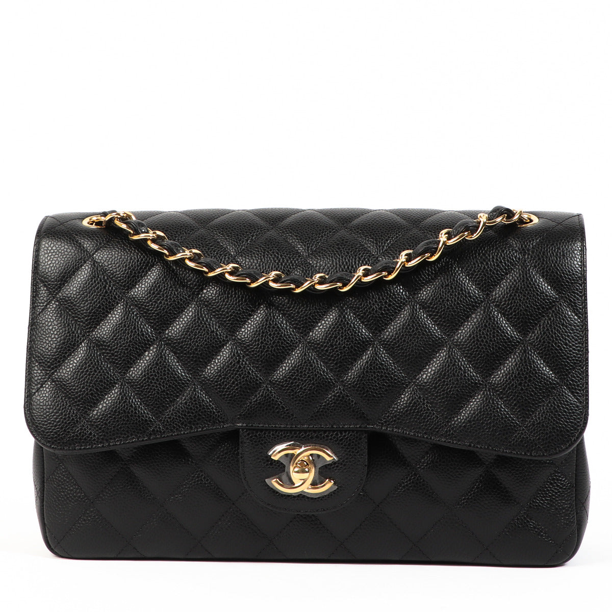 Chanel Black Caviar Large Classic Flap Bag for the best price at Labellov secondhand luxury in Antwerp