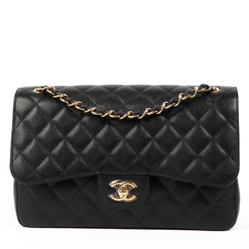 Chanel Black Caviar Large Classic Flap Bag for the best price at Labellov secondhand luxury in Antwerp