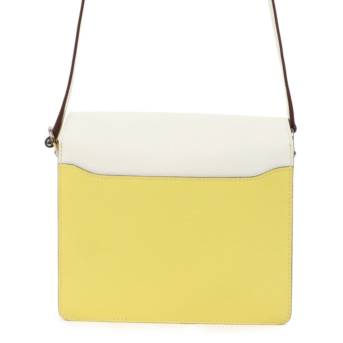 Hermès Roulis Mini Bicolor White & Lime Evercolor Palladium Hardware