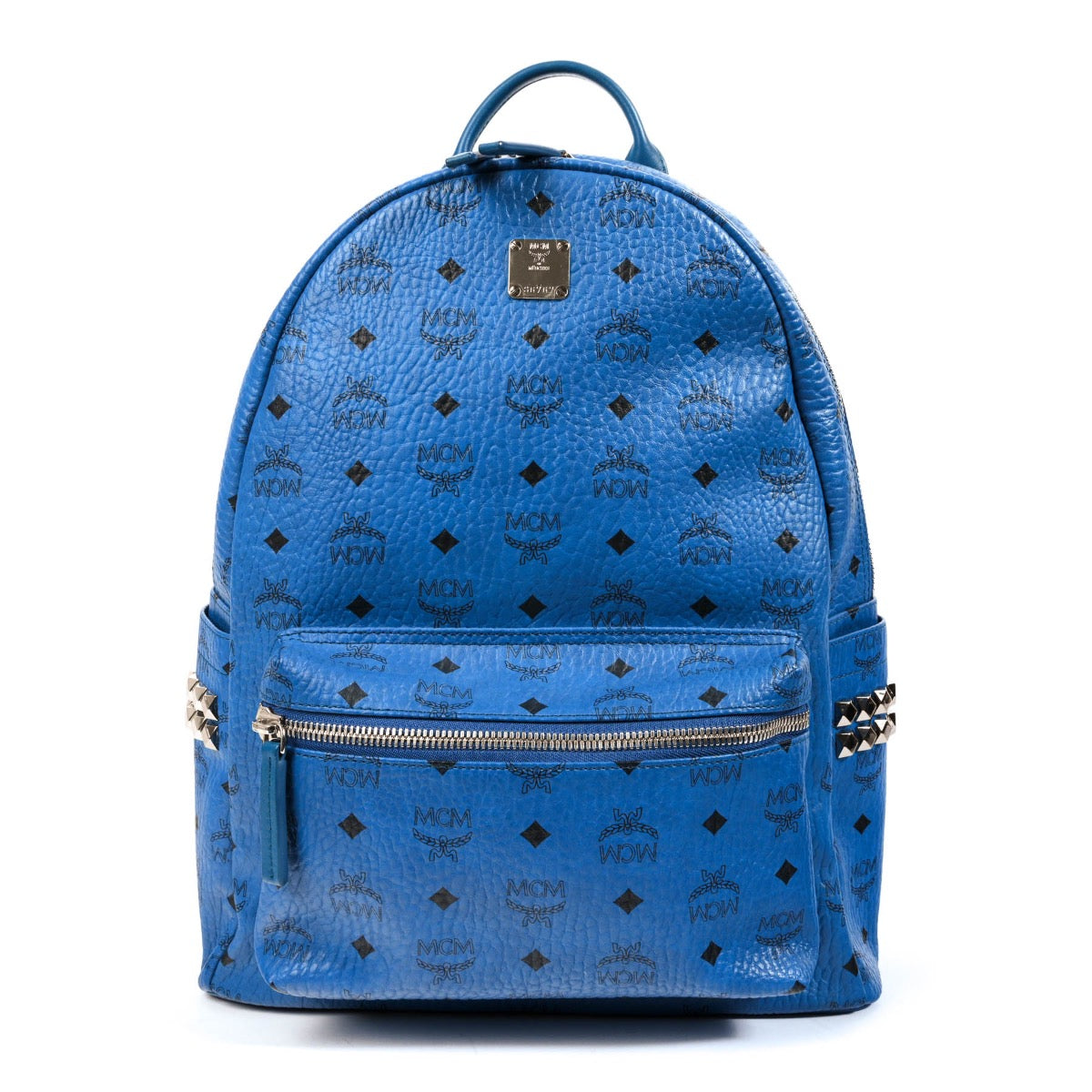 Buy an authentic second hand MCM Blue Medium Stark Side Studs Backpack in very good condition at Labellov.com