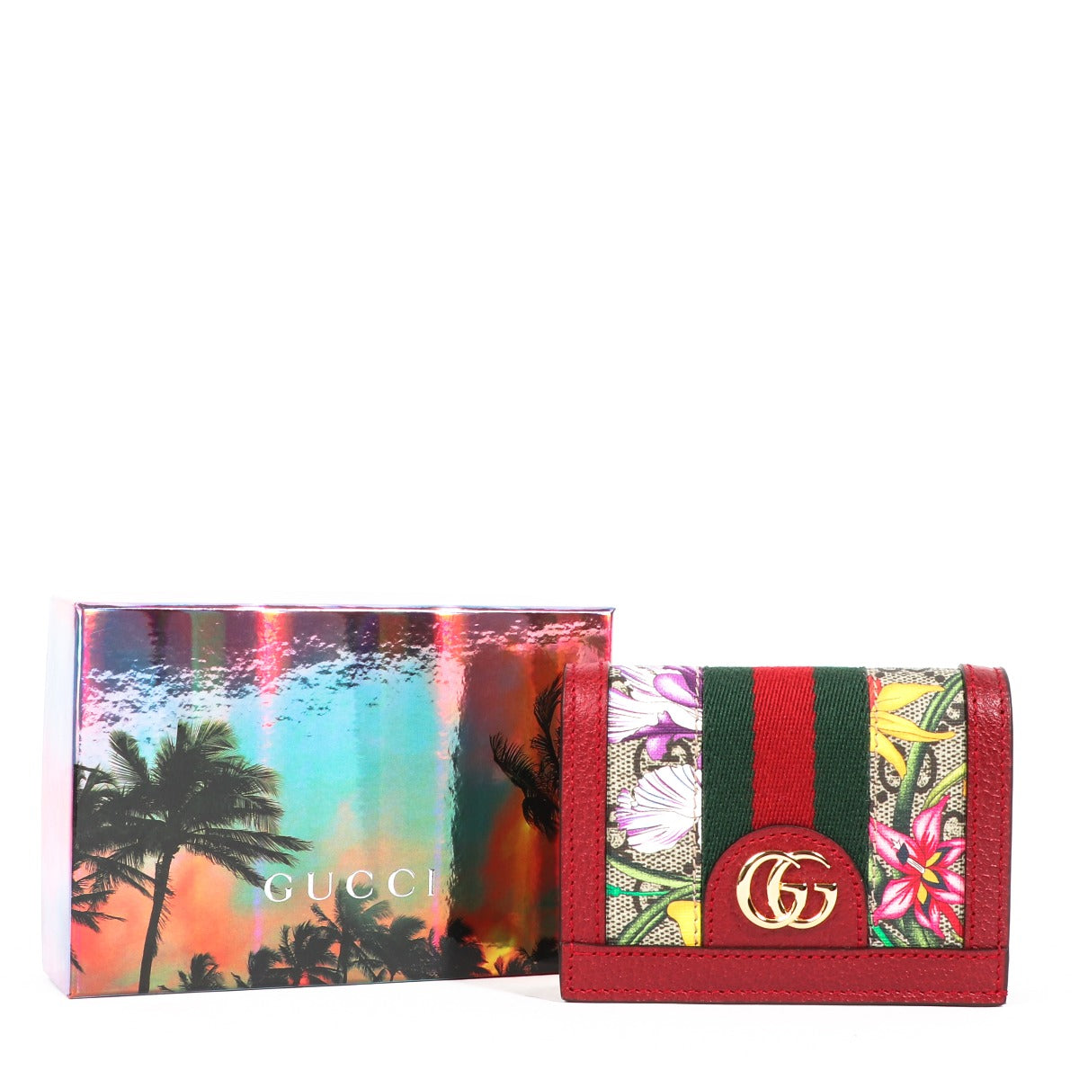 Gucci Supreme GG Ophidia Flora Card Case Wallet