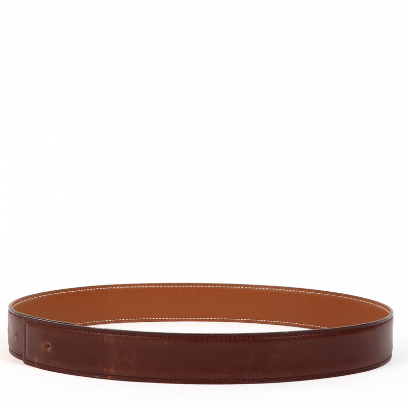 Hermès Brown Box/Gold Courchevel Belt Strap
