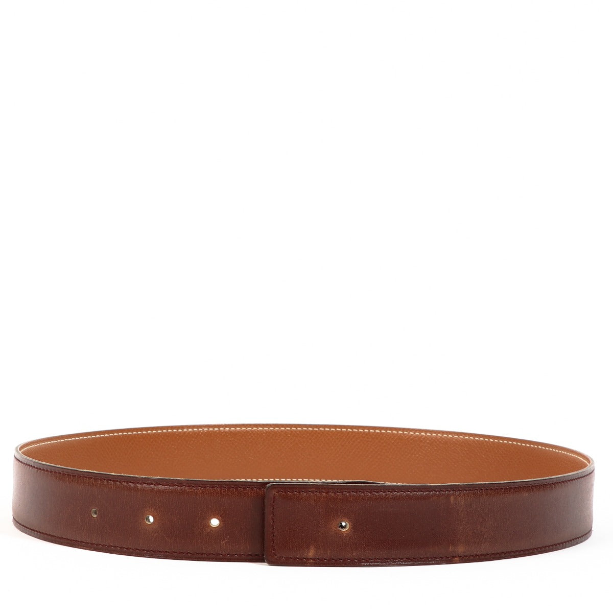 Bracelet de ceinture réversible Hermès Box marron/Courchevel or - Taille 70