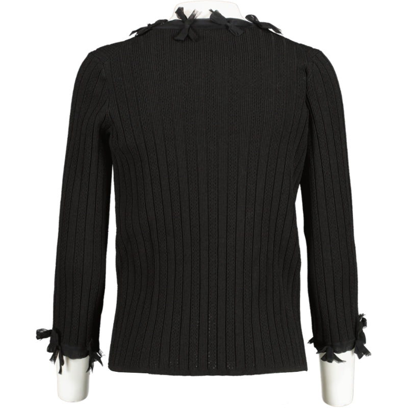 Chanel Lente 2006 Zwart Gebreid Vest met Strikband