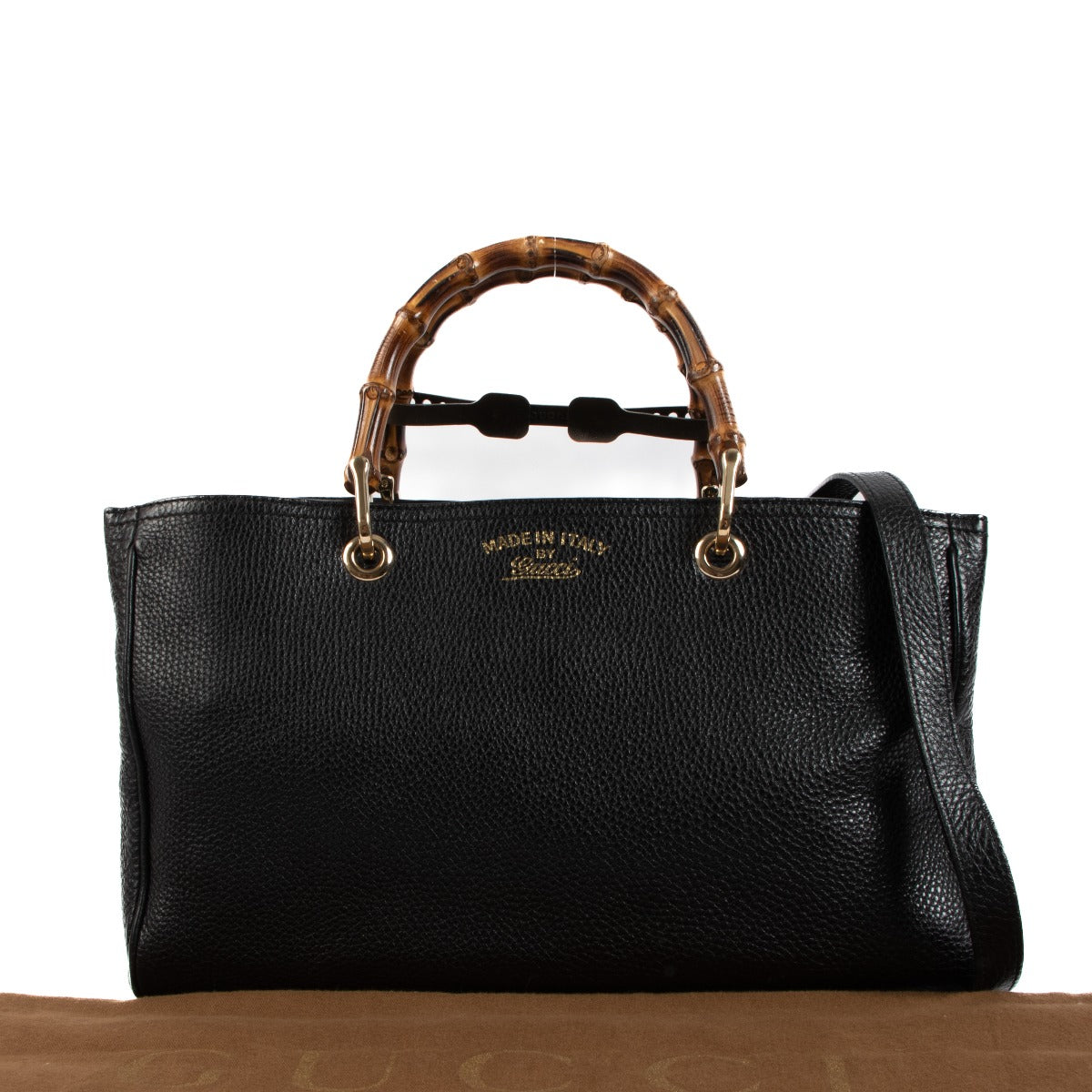 Gucci Black Calf Leather Medium Bamboo Shopper