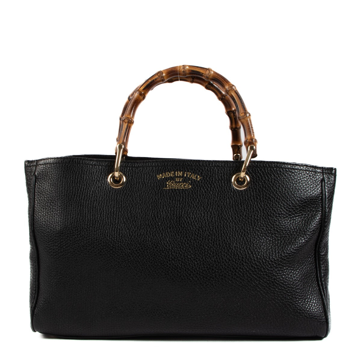 Gucci Black Calf Leather Medium Bamboo Shopper