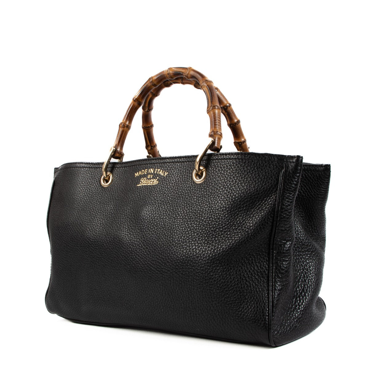 Gucci Black Calf Leather Medium Bamboo Shopper