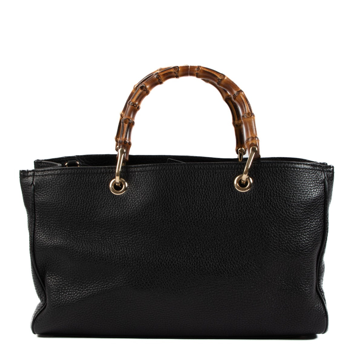 Sac cabas Gucci en cuir de veau noir moyen avec anse en bambou