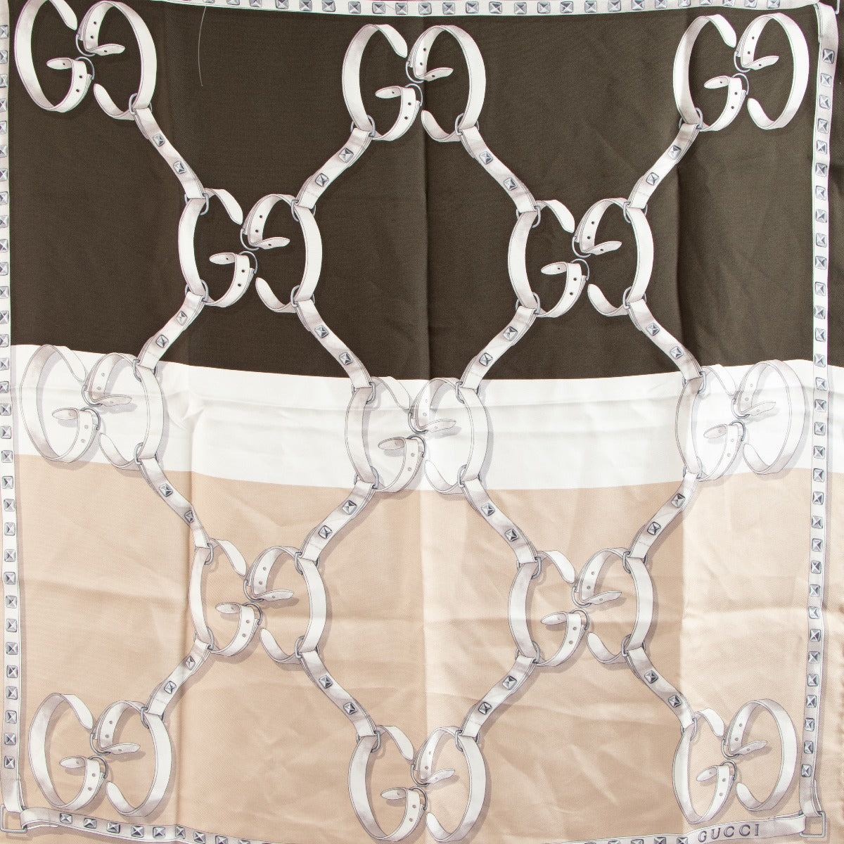 Gucci Multicolor GG Belt Print Silk Scarf