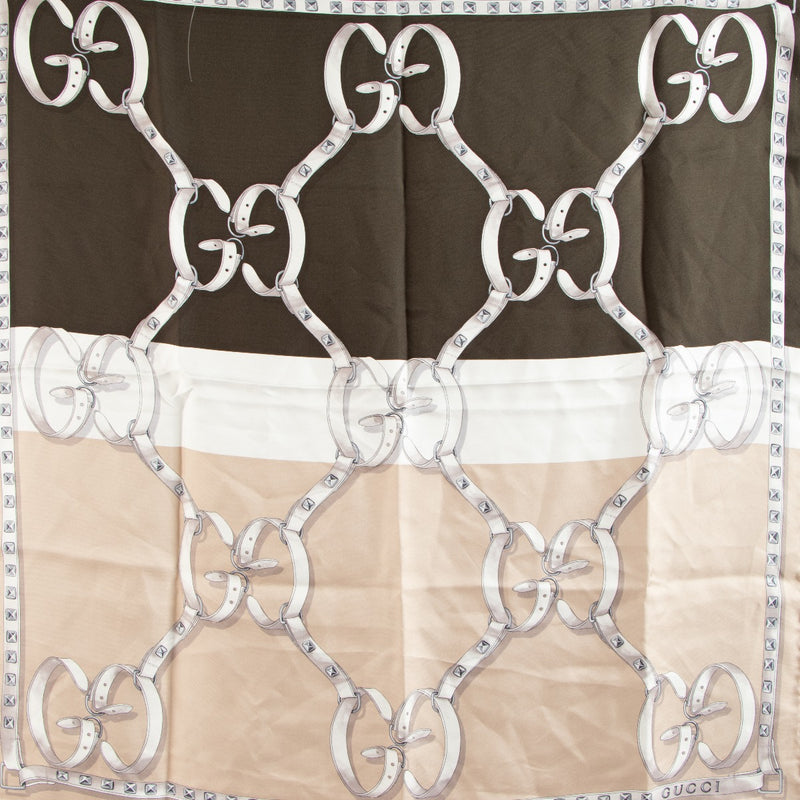 Gucci Multicolor GG Belt Print Silk Scarf