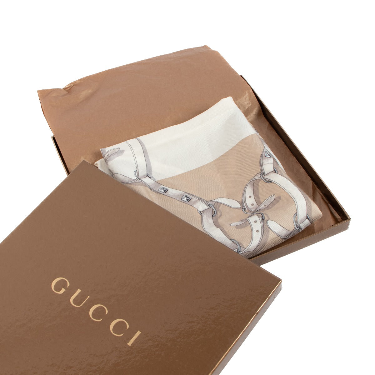 Gucci Multicolor GG Riem Print Zijden Sjaal