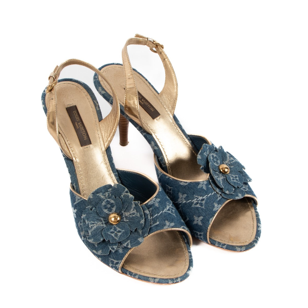 Louis Vuitton Blue Monogram Denim Sandals - Size 38.5