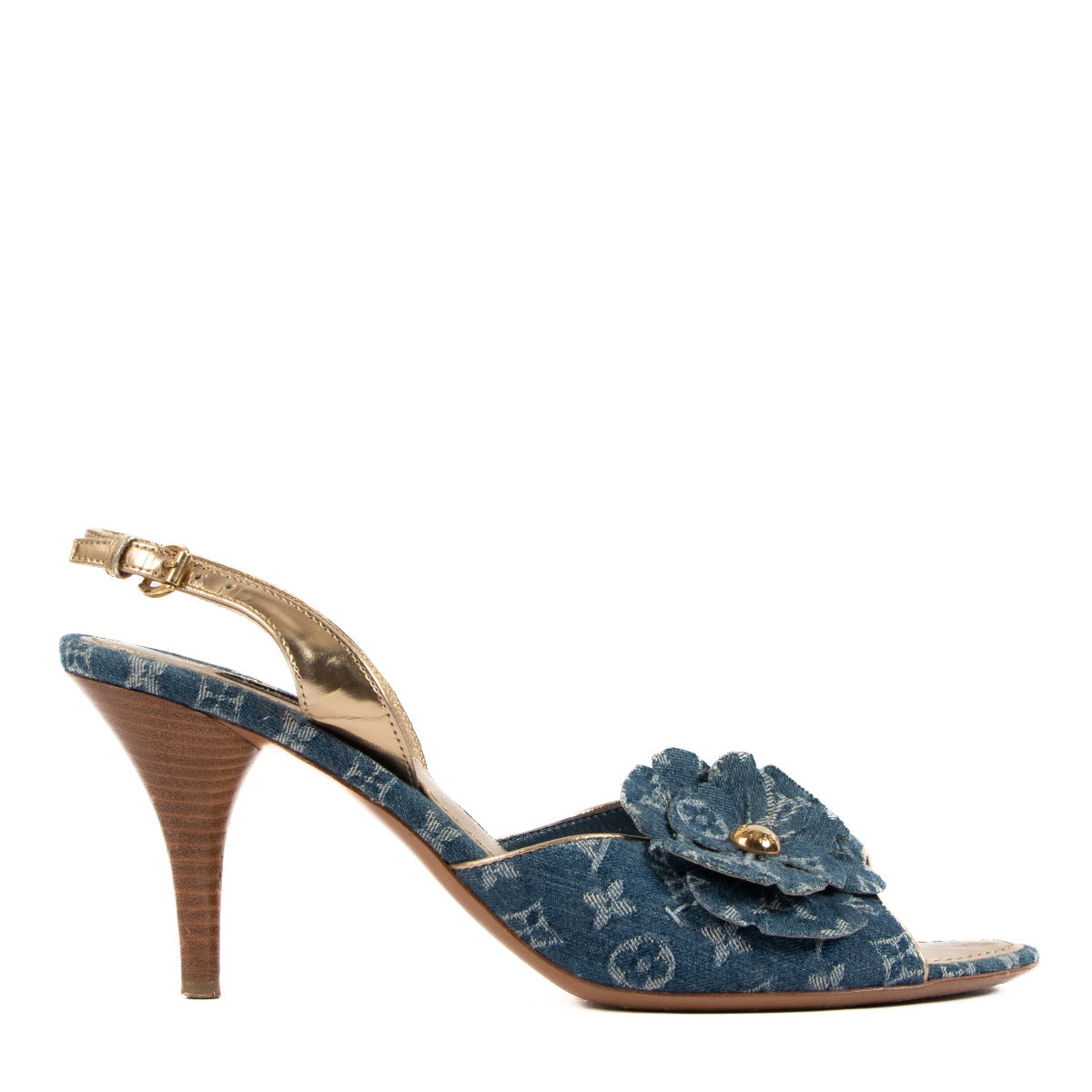 Louis Vuitton Blue Monogram Denim Sandals - Size 38.5
