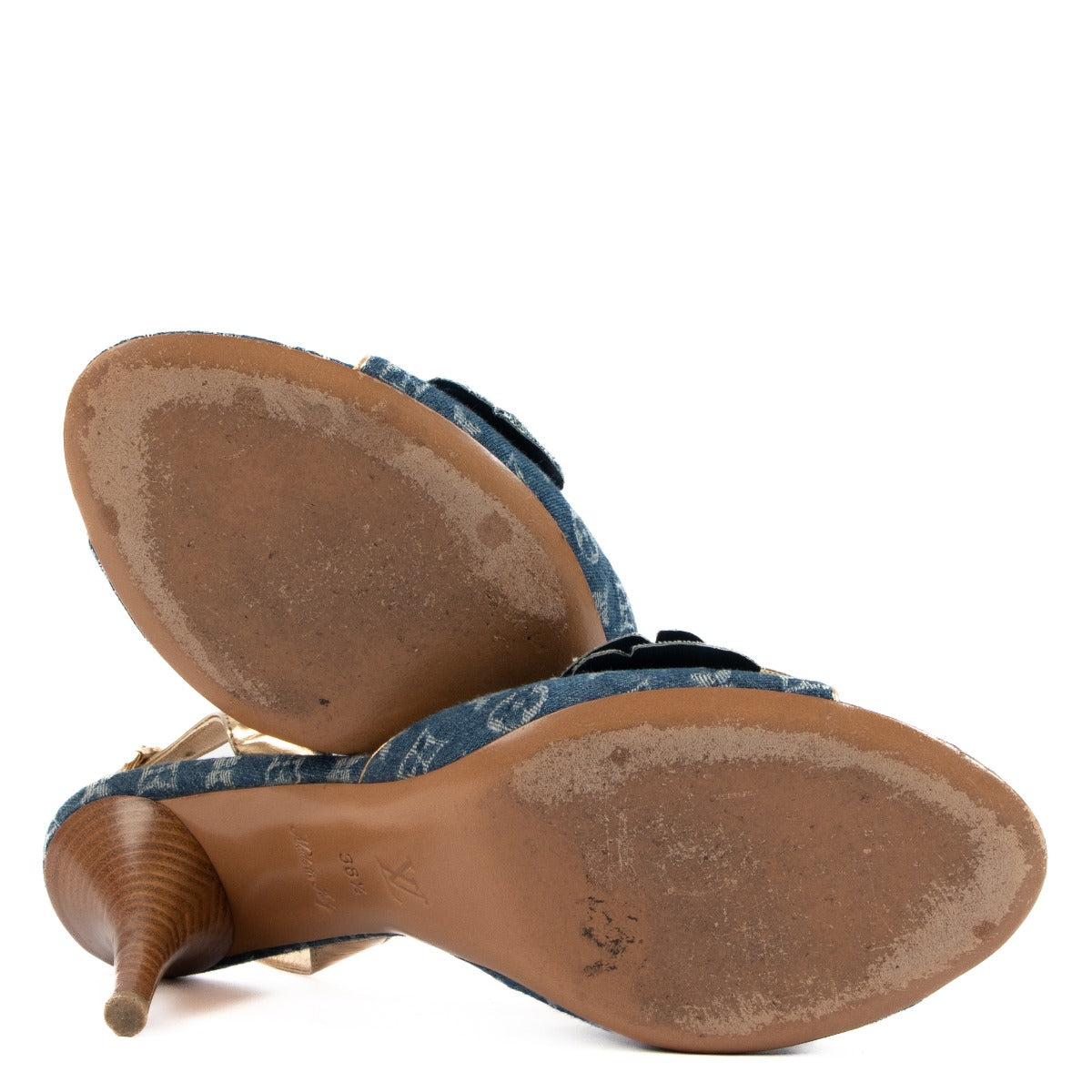 Louis Vuitton Blue Monogram Denim Sandals - Size 38.5