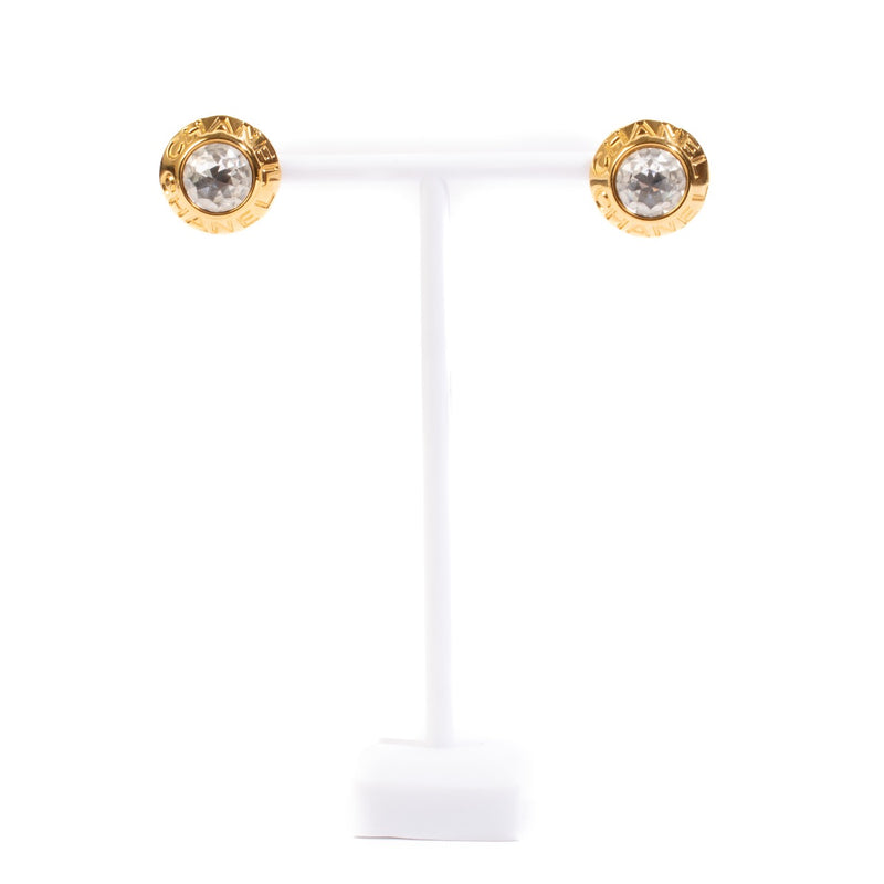 shop 100% authentic second hand Chanel 97A Gold Crystal Clip-On Earrings on Labellov.com