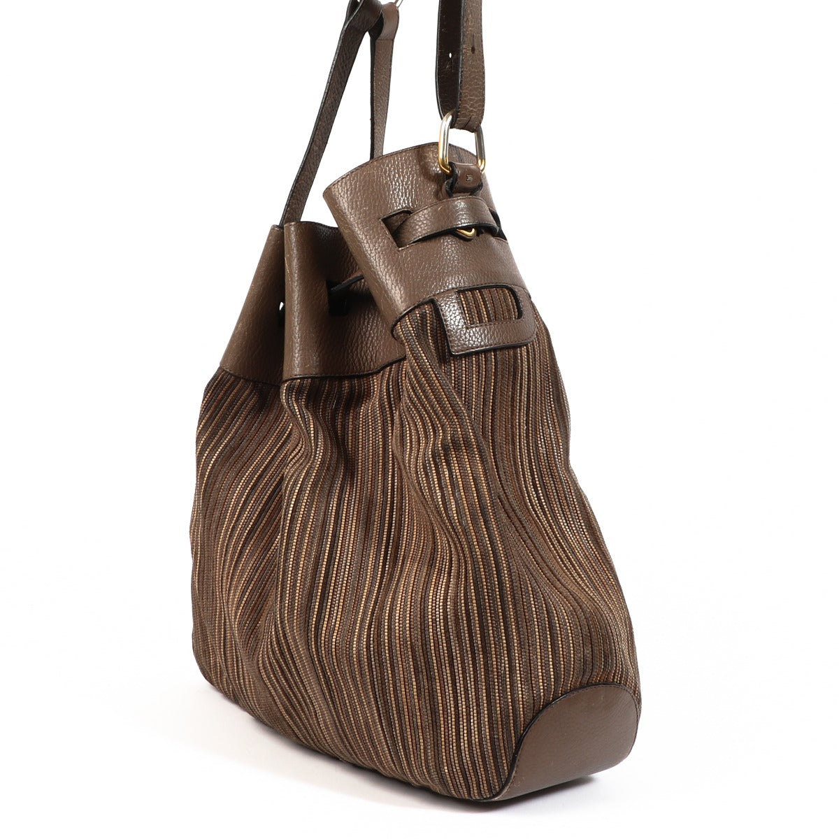 Delvaux Taupe Catogan Toile De Cuir Shoulder Bag
