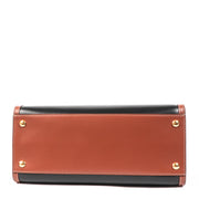 Buy an authentic second hand Burberry Black Leather and Vintage Check Two Handle Small Title Bag in as new condition at Labellov.