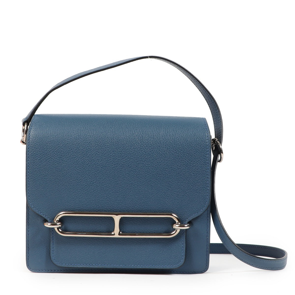 Hermès Roulis Mini Bleu Agate Evercolor Palladium Hardware