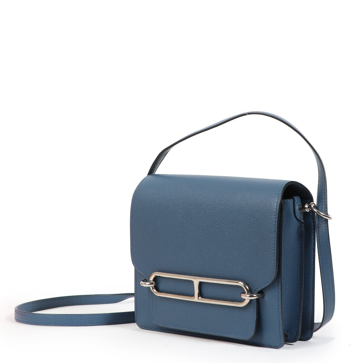 Hermès Roulis Mini Bleu Agate Evercolor Palladium Hardware