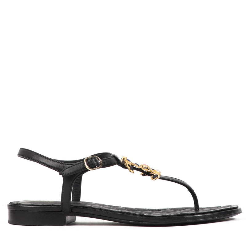 Chanel Black Crystal CC Sandals