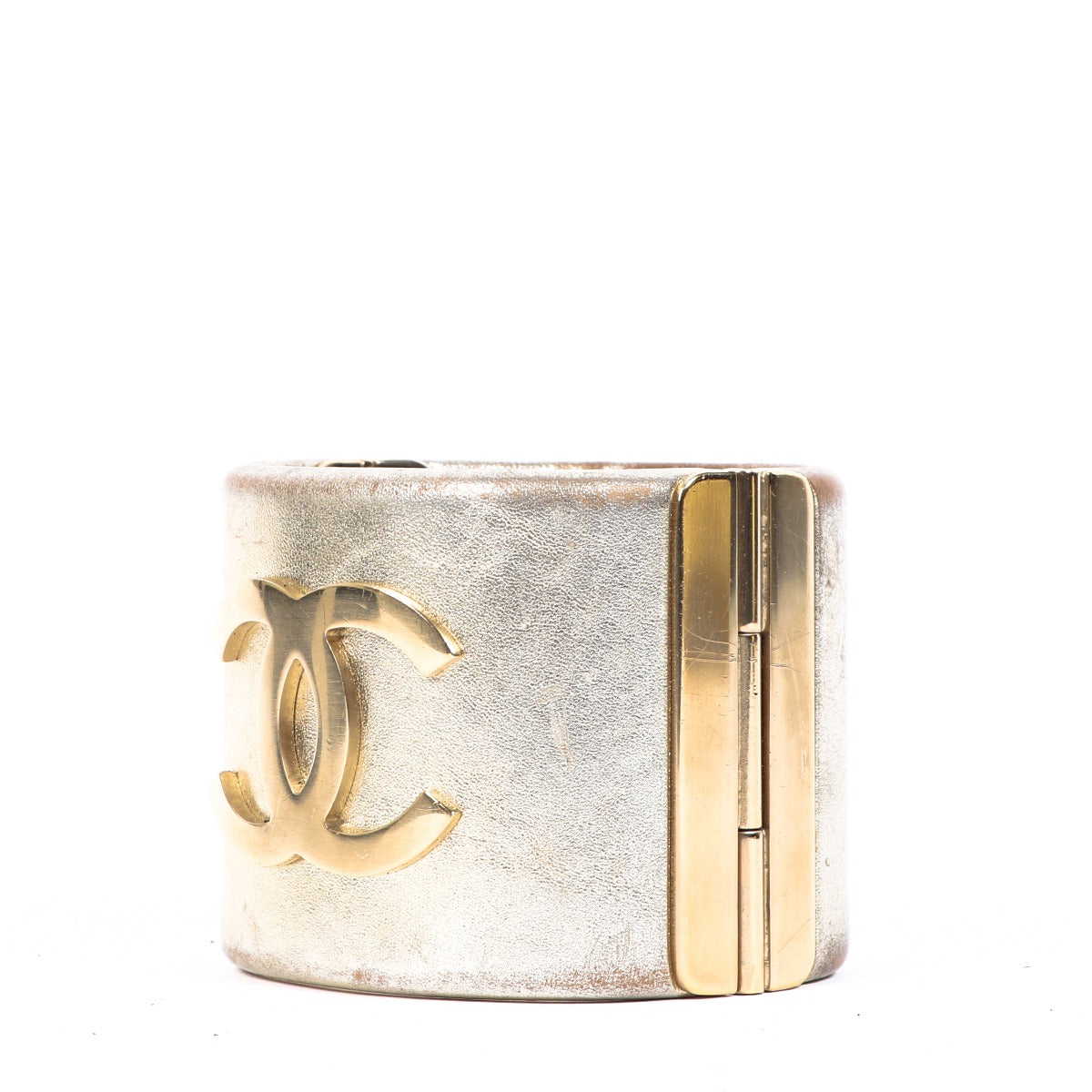 Chanel Cruise 2015 Gold Lambskin CC Cuff Bangle Bracelet