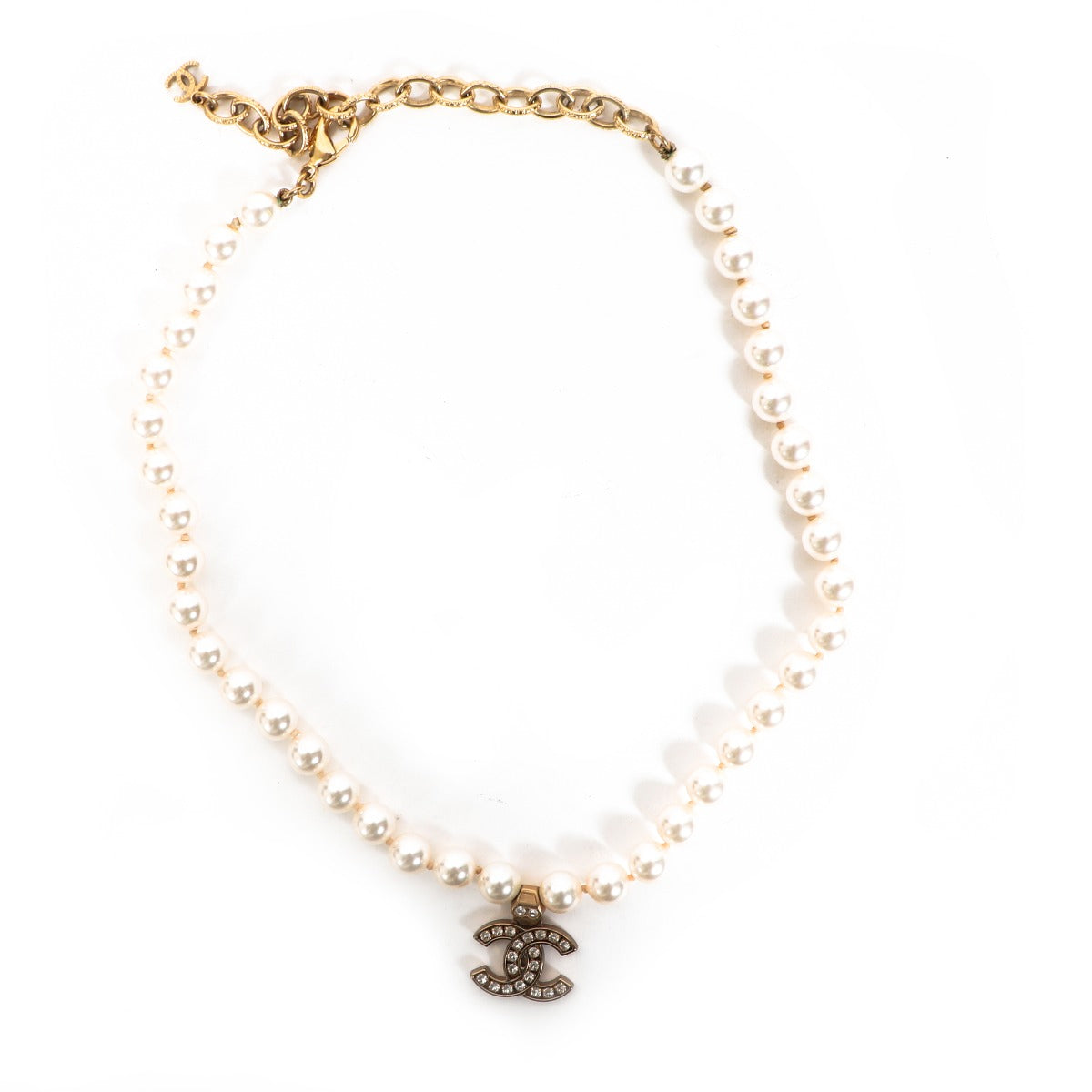 Chanel 21C Pearl Crystal CC Necklace