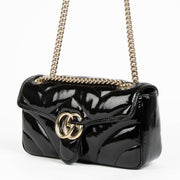 Authentic pre-loved Gucci Black Patent Marmont Medium Shoulder Bag on Labellov.com