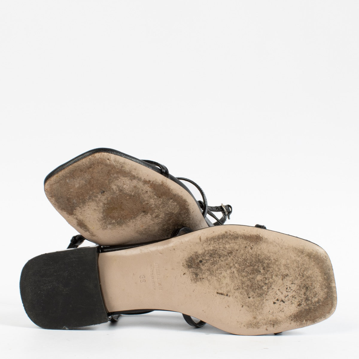 shop 100% authentic second hand Miu Miu Black Logo Sandals - Size 39 on Labellov.com