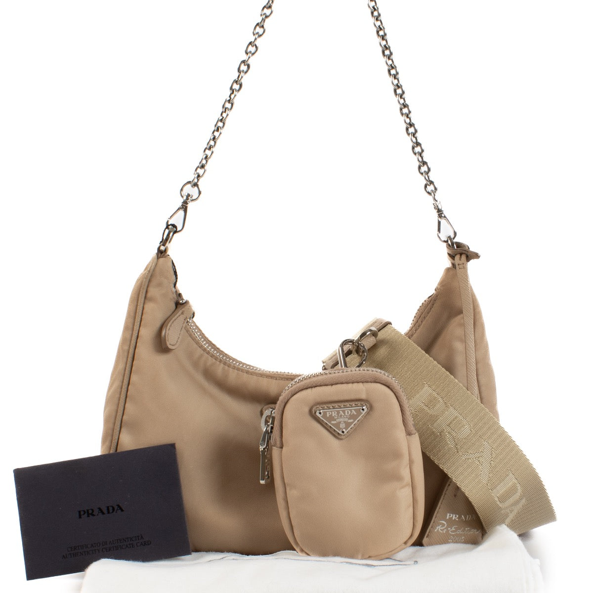 shop 100% authentic second hand Prada Beige Re-Edition 2005 Bag on Labellov.com