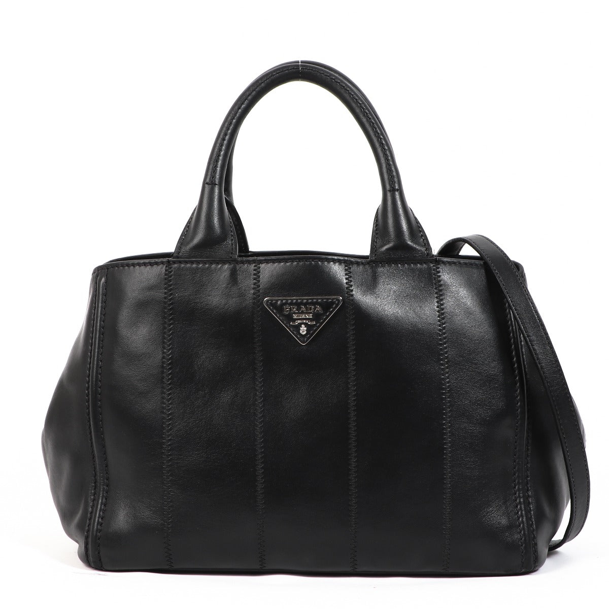 Prada Black Leather Tote Bag