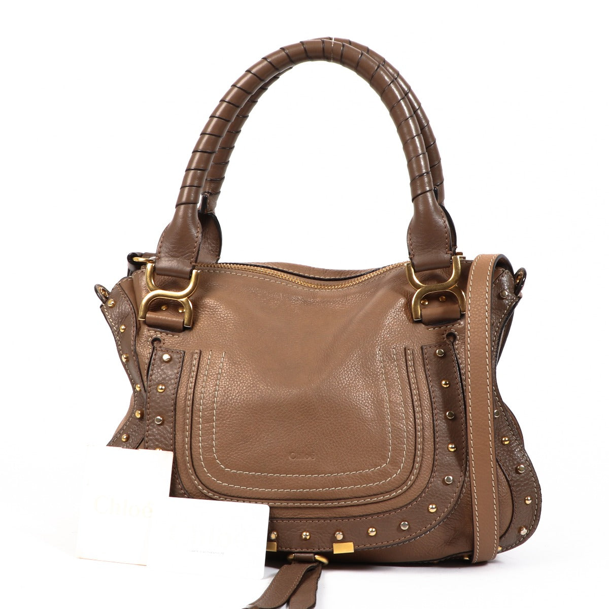 Chloé Tan Marcie Studded Double Carry Bag