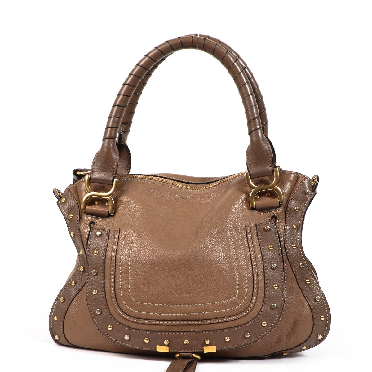 Chloé Tan Marcie Studded Double Carry Bag
