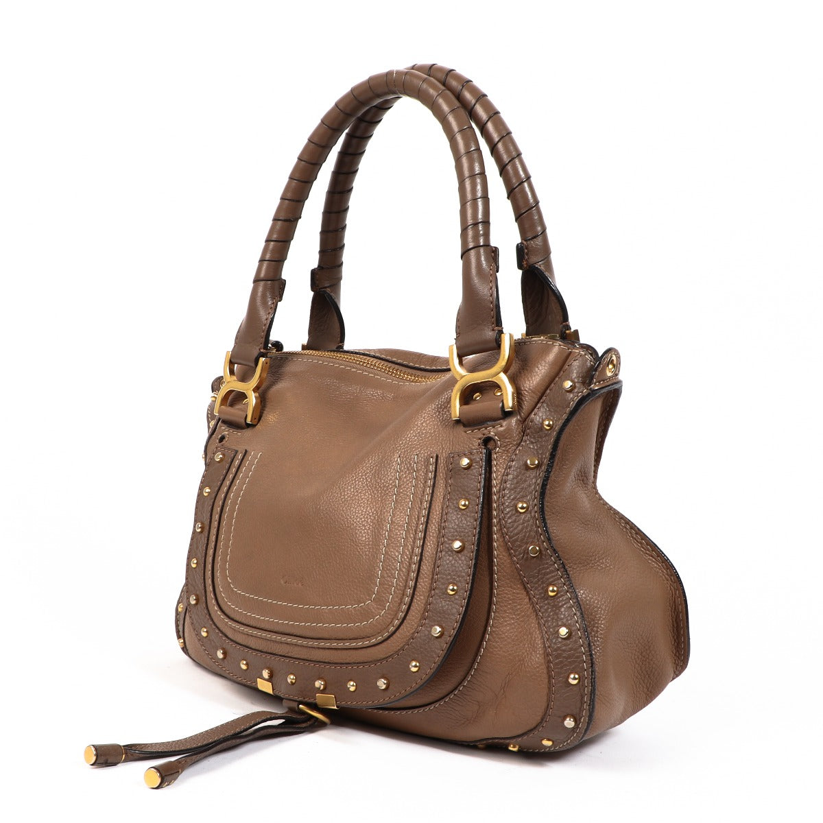 Chloé Tan Marcie Studded Double Carry Bag