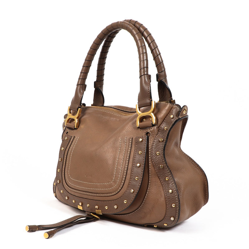 Chloé Tan Marcie Studded Double Carry Bag