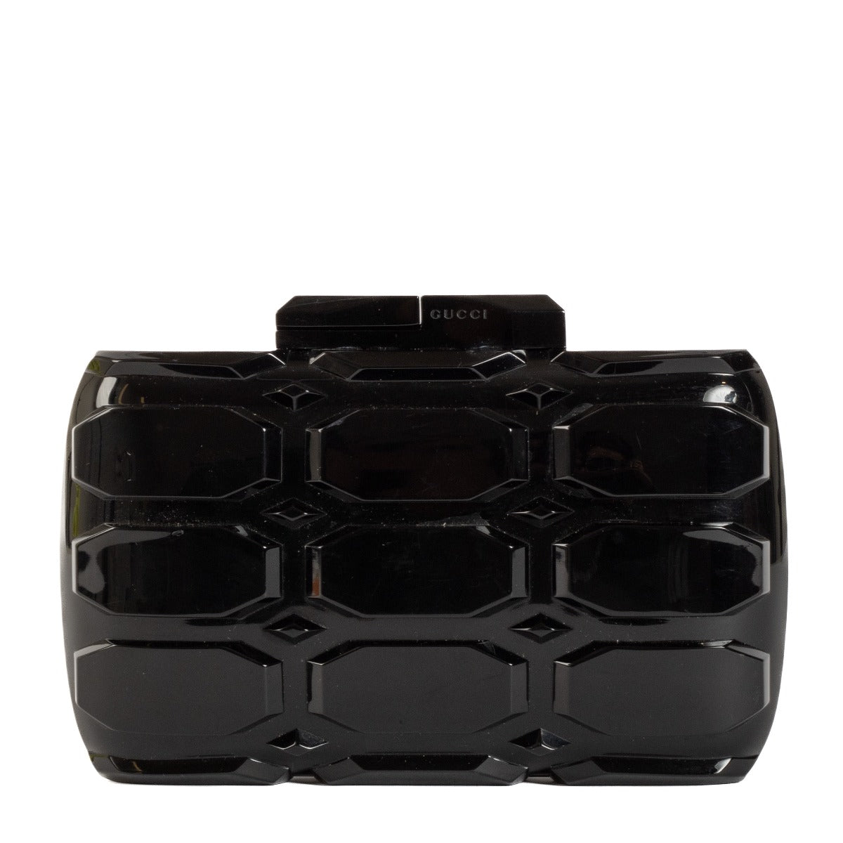 Gucci Black Plexiglass Aristographic Evening Clutch
