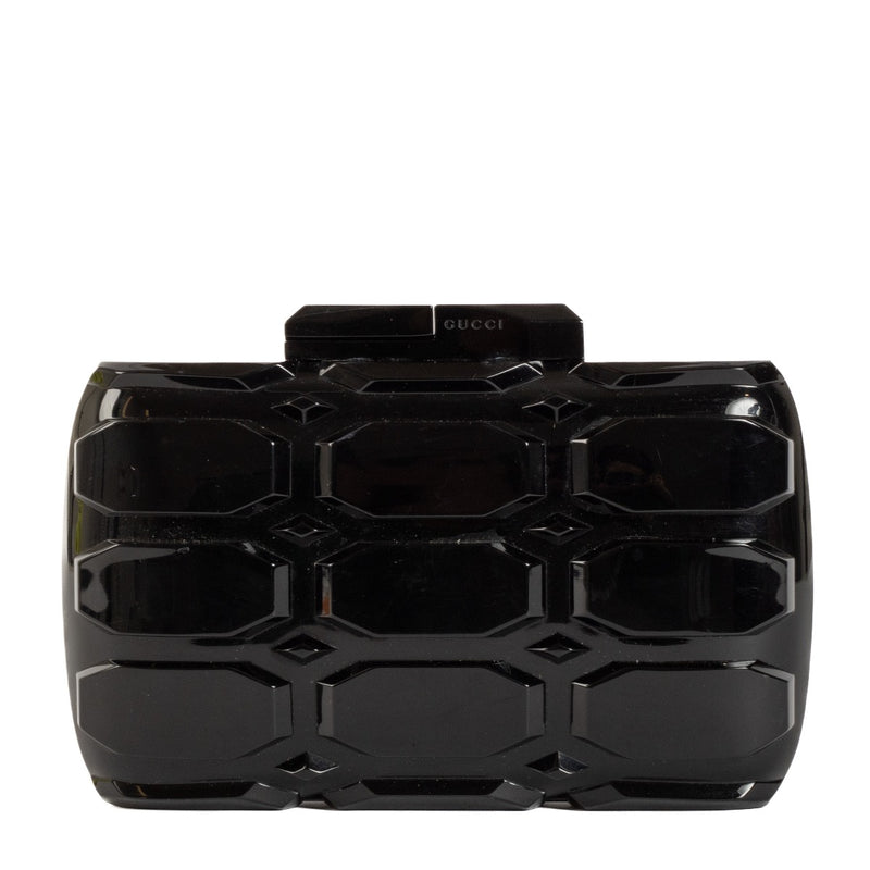 Gucci Black Plexiglass Aristographic Evening Clutch