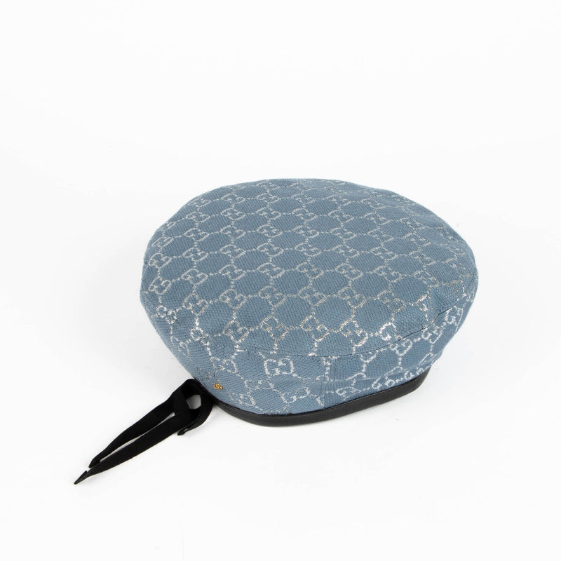 Shop this 100% authentic Gucci Blue GG Lamé Beret at Labellov.com