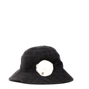 Chanel Black Tweed CC Camillia Bucket Hat