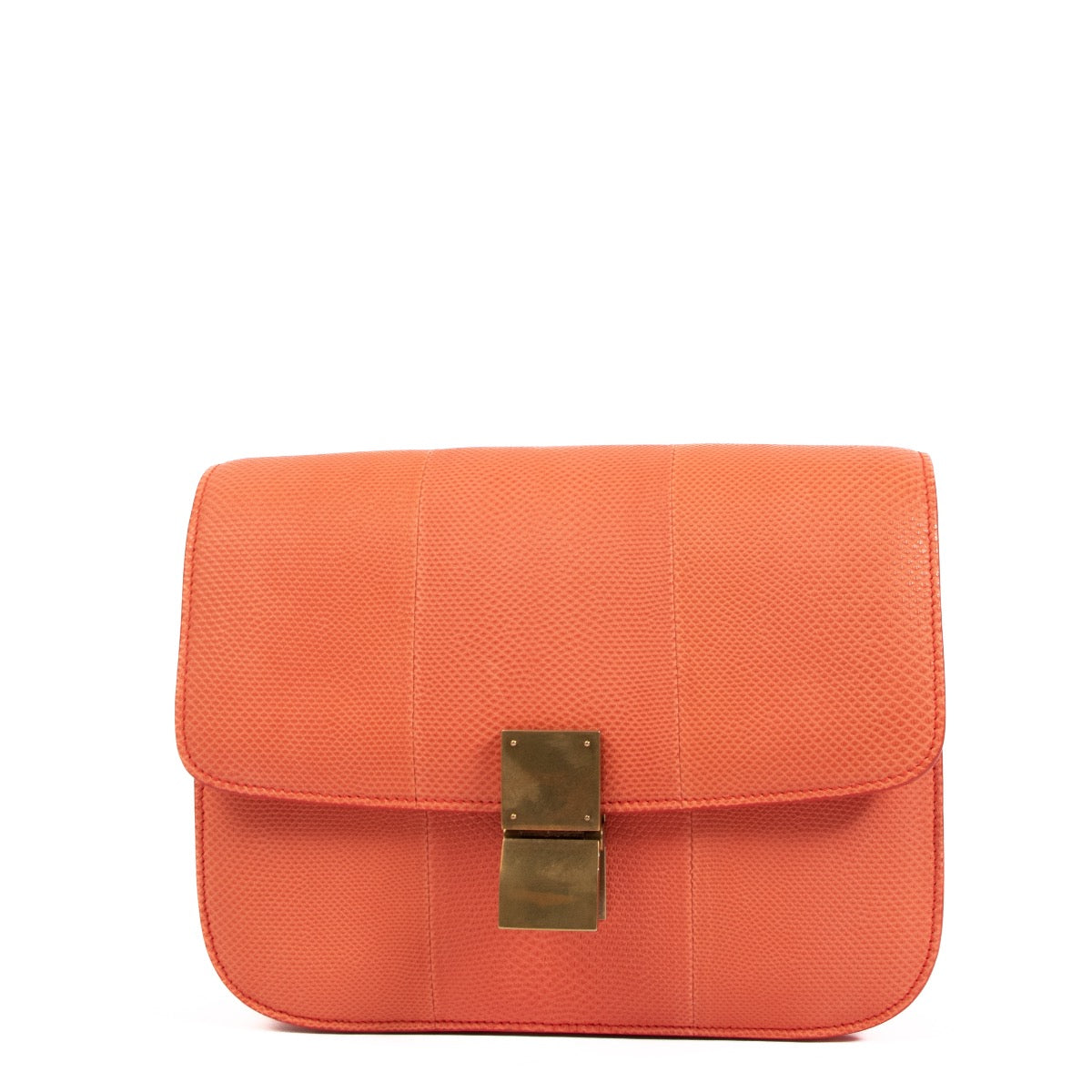 Shop an authentic second hand Céline Salmon Karung Snake Leather Medium Classic Box Bag on Labellov.com