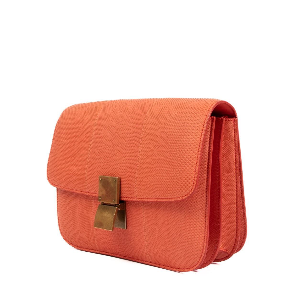 Shop an authentic second hand Céline Salmon Karung Snake Leather Medium Classic Box Bag on Labellov.com