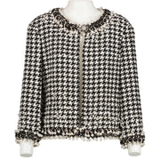 Shop an authentic second hand Chanel Black and White Houndstooth Jacket with Pearls on Labellov.com