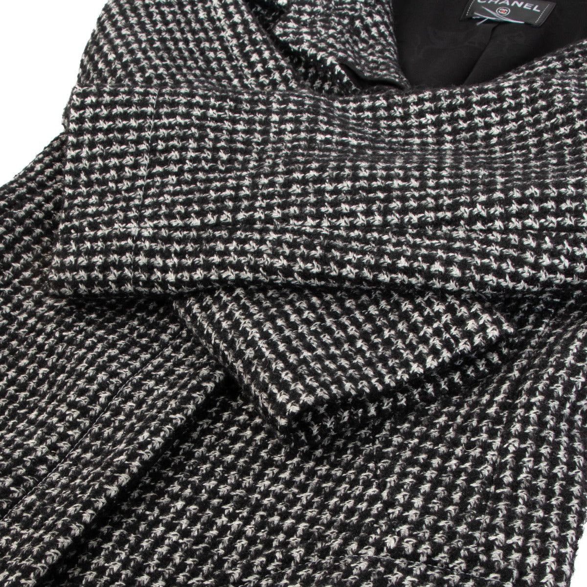 Chanel 2014 Zwart-Witte Tweed Lange Jas