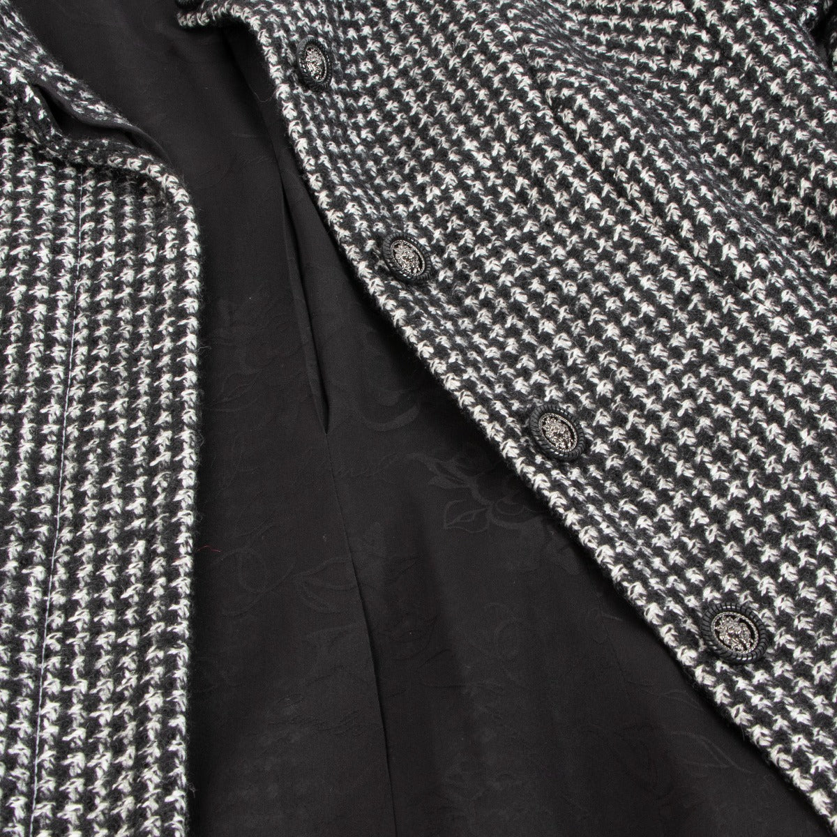Chanel 2014 Zwart-Witte Tweed Lange Jas